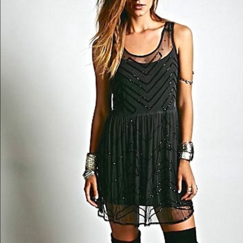 Free People sheer beaded shift